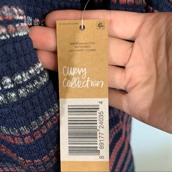 NWT RACHEL Rachel Roy Curves Ombre Striped Cold Shoulder Knit Midi Dress - Picture 7 of 10